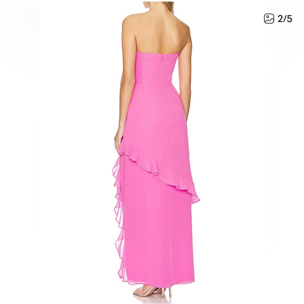 NWT Amanda Uprichard Magnolia Silk Maxi Dress in Aster Medium Revolve - Picture 5 of 14